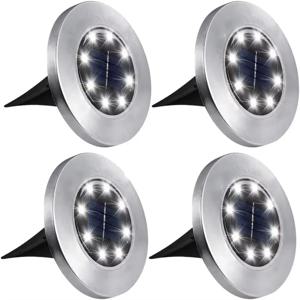 4 Pcs 8LED 태양 광 디스크 빛 야외 정원 태양 지하 조명 데크 빛 스포트라이트 묻혀있는 태양 Led 램프