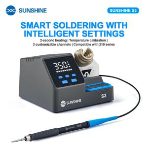 SUNSHINE S3 60W 스마트 납땜 스테이션 3개의 사전 설정된 지능형 온도 제어 기능이 있으며 210 시리즈 납땜 팁과 호환됩니다.
