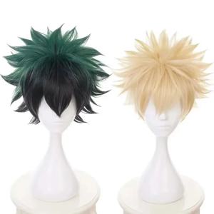My Hero Academia 미도리야 이즈쿠 바쿠고 카츠키 바쿠고 짧은 가발 코스프레 내열성 합성 머리 가발
