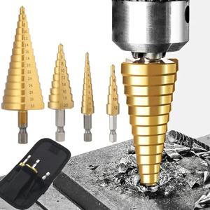 4-32mm 프리미엄 티타늄 코팅 금속 육각 파고다 드릴 비트 고속강 스텝 드릴 비트 세트 목공 드릴 비트 미터법