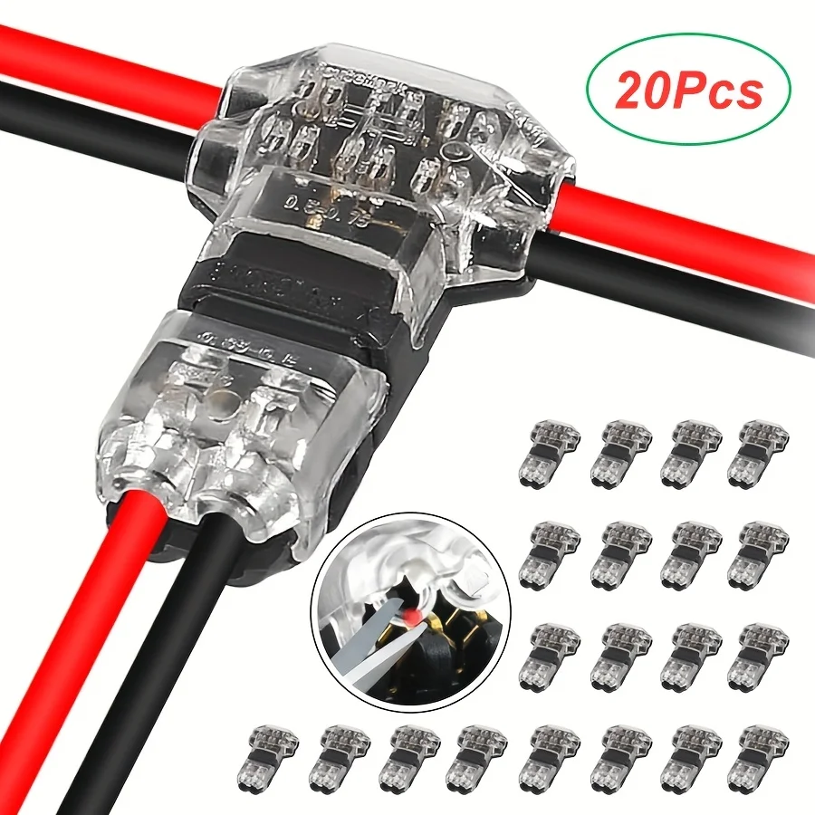 10/100PCS 와이어 케이블 스냅인 T2 커넥터 무납땜 무필링 퀵 터미널 연결 조이너 자동 플러그 전기 액세서리