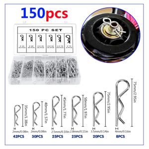 100/150개 코터핀 스프링 커넥터 2mm, R-클립 스플린트 모음 아연 도금 스프링 핀 안전핀 세트