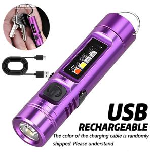 미니 LED COB 키체인 손전등 USB 충전식 토치(자석/펜 클립 포함) 9가지 조명 모드 야외 비상 작업용 램프