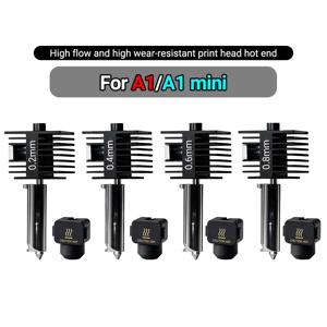 Lab A1 핫엔드 키트 일체형 조립형 강화강철 노즐 0.2/0.4/0.6/0.8mm Lab A1 미니 3D 프린터 부품용 업그레이드 핫엔드