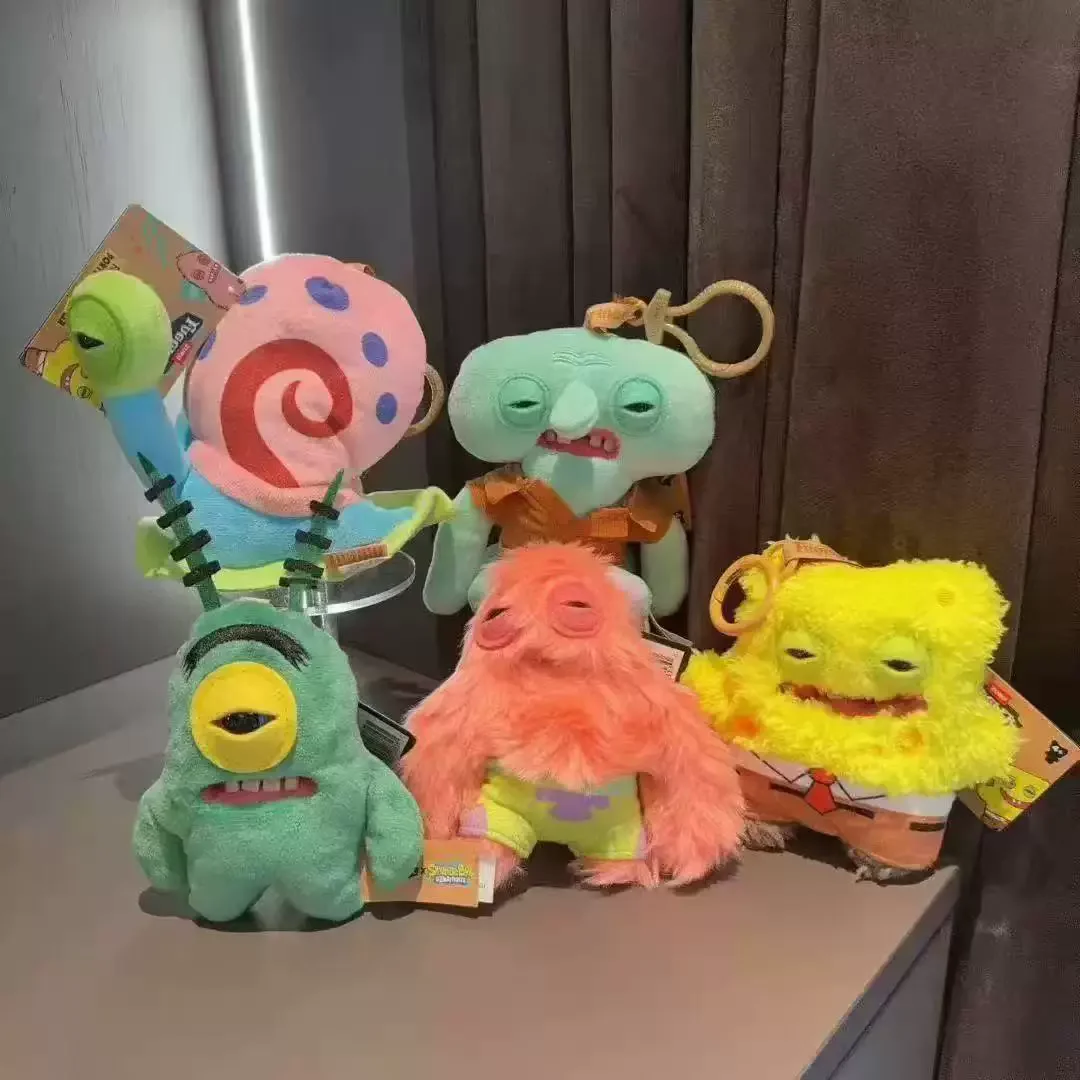 오리지널 퍼글러 스폰지밥 패트릭 키체인 가방 참 장식용 부드러운 봉제인형 이빨 괴물 못생긴 귀여운 재미있는 장난감