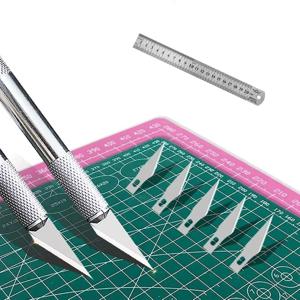 A3/A4/A5 크래프트 커팅 패드 PVC 커팅 매트 세트 (유틸리티 나이프 및 자 포함) 가죽 재봉 DIY 조각용 안티 커팅 보드