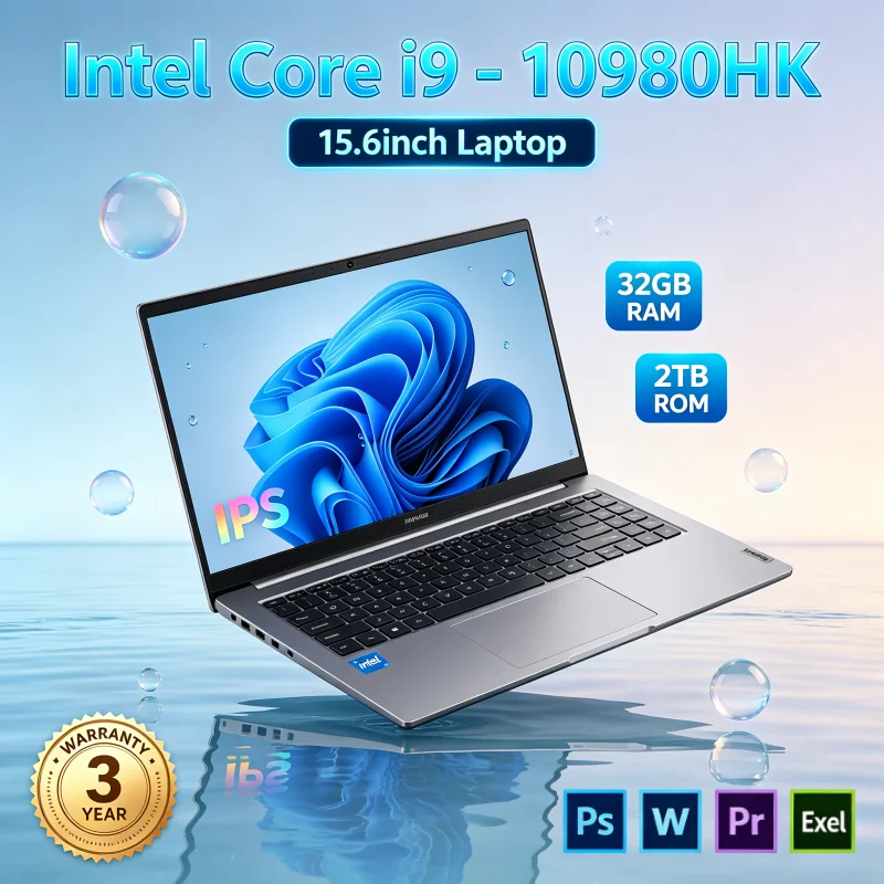 15.6인치 1080P 슬림 비즈니스 노트북 인텔 코어 i9-10980HK 32GB 램 2TB M.2 NVMe SSD 윈도우 11 프로 지문인식 백라이트