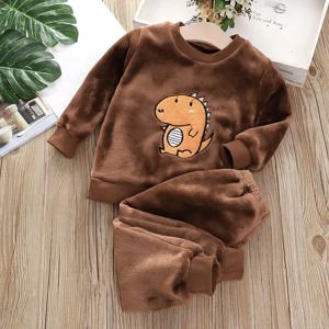 IYEAL 아기 소년 소녀 옷 잠옷 세트 플란넬 양털 유아 어린이 따뜻한 잠옷 어린이 가정 정장 잠옷 Nightwear 1-7Years