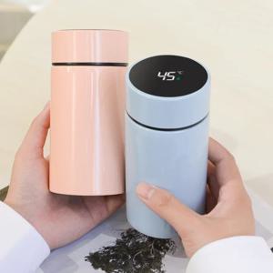 스마트 미니 포켓 보온병 컵 200ml 온도 표시 물병 스테인레스 스틸 진공 플라스크 필터가있는 보온병