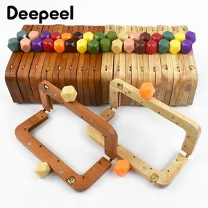 Deepeel 20cm 단단한 나무 사각형 가방 핸들 나무 구슬 키스 걸쇠 잠금 핸드백 지갑 프레임 핸들 DIY 공예 액세서리