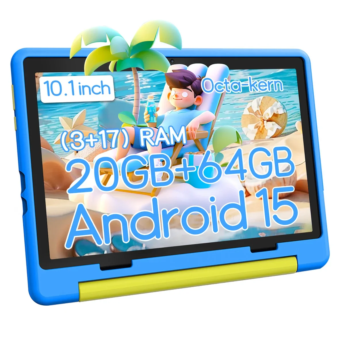 어린이용 태블릿 안드로이드 15 태블릿 10인치 20GB+64GB 8코어 케이스 포함 1TB TF 확장 가능 유아용 부모 통제 기능