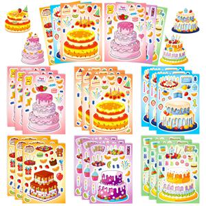 6Pcs 케이크 디저트 퍼즐 스티커 재미있는 어린이 교육 장난감 창의적인 DIY 재료 얼굴 스티커