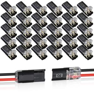50/20pcs 잠금 버클이 있는 이중 와이어 플러그인 커넥터 플러그형 LED 와이어 커넥터 2핀 2방향 범용 컴팩트 와이어