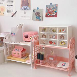고급스러운 디자인의 가로형 데스크탑 수납 선반, 심플한 다층형 기숙사 수납 선반, 컴퓨터 사무실용으로 사용 가능
