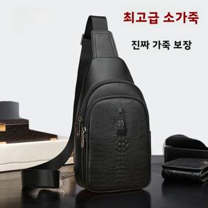 남성용 정품 가죽 악어 무늬 크로스바디 체스트 백 스트릿 스타일 레저 탑 레이어 소가죽 슬링백 패셔너블