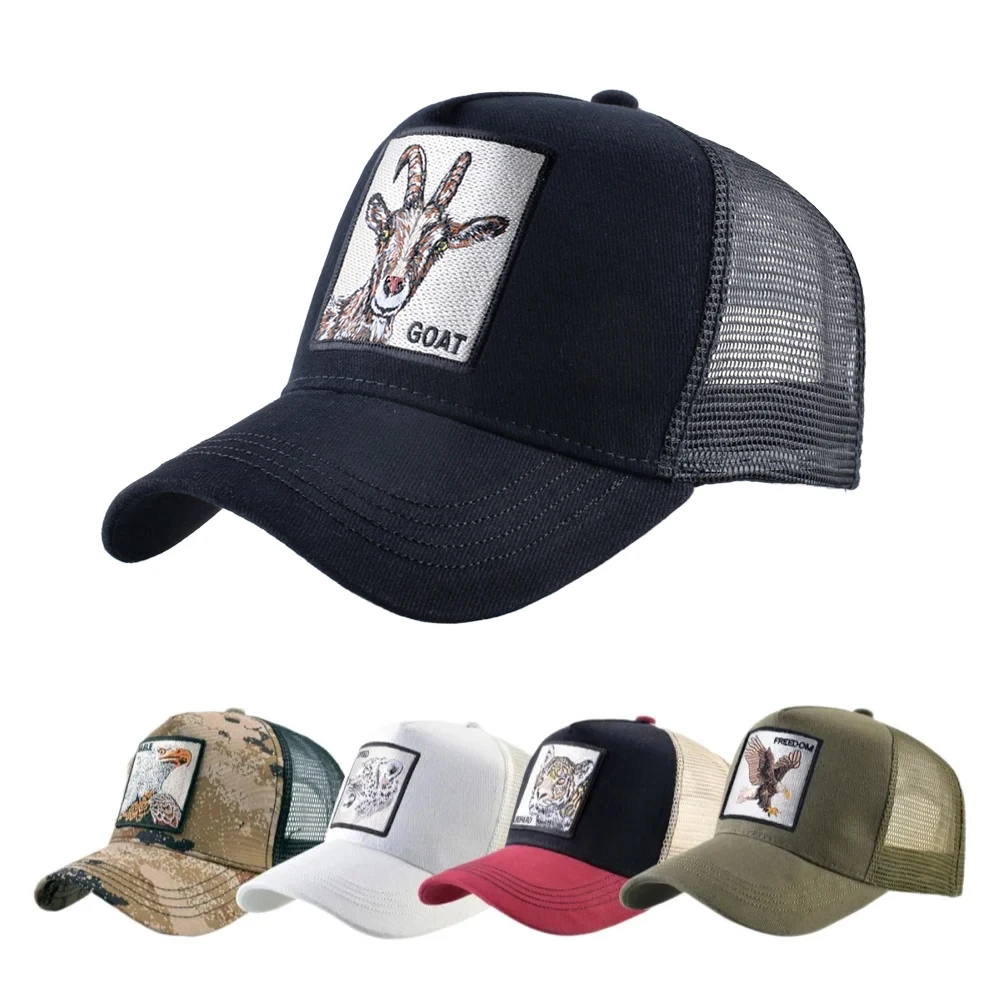 자수 염소 패치와 패션 트럭 모자 사계절 Snapback 야구 모자 남성 여성 조정 가능한 바이저 모자