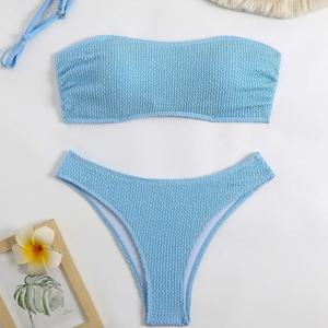 어깨없는 끈이 없는 로우웨이스트 비키니 세트, 여성용 투피스 비키니 수영복, 비치웨어, 여름 휴가