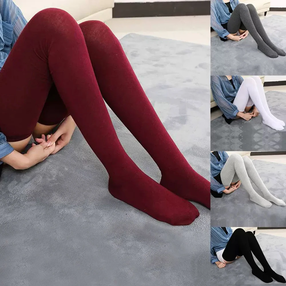 여성 섹시 솔리드 컬러 롱 스타킹 여성 오버 니 허벅지까지 오는 스타킹 로리타 여성용 따뜻한 니삭스