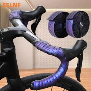 ESLNF 컬러풀 1쌍 자전거 핸들바 로드 바이크 미끄럼 방지 실리카 젤 EVA 충격 흡수 핸들바 테이프 사이클링 랩 엔드 플러그