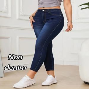 【Non-Denim】여성용 인조 데님 프린트 레깅스, 스포츠 캐주얼 스키니 팬츠, 얇고 부드러운 피부 친화적인 요가 팬츠, 사계절 착용 L