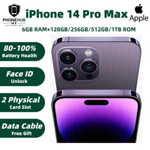 언락된 오리지널 애플 아이폰 14 프로 맥스 중국 버전 듀얼심 128G/256G/512G/1TB IOS A16 칩 6.7인치 트리플 카메라 중고폰