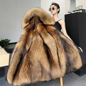 겨울 두꺼운 따뜻한 파카 여성 밍크 분리형 내부 모피 한 코트 긴 FauxFur 밍크 코튼 자켓 여성 후드 Chaquetas Mujer