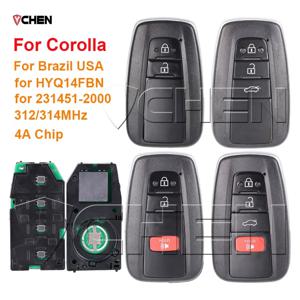 도요타 코롤라의 경우 231451 -2000 원격 제어 스마트 키 2/3/4버튼 HYQ14FBN 4A 칩 312/314MHz 브라질 2019 2020 2021 2022