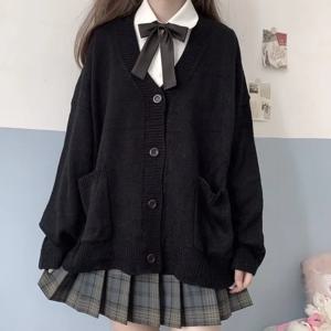 일본 학교 스웨터 봄 가을 v 넥 코튼 니트 스웨터 대학 스타일 JK 유니폼 카디건 5 색 학생 소녀 코스프레