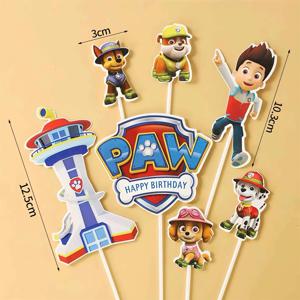 7개 세트 PAW 패트롤 강아지 팀 케이크 장식 피규어 세트 소년용 패트롤 리더 릭 놀이 장난감 생일 파티 용품 선물