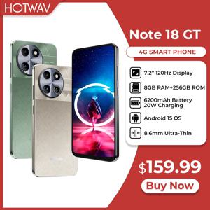 HOTWAV Note 18 GT 스마트폰 7.2인치 120Hz 8.6mm 초슬림 휴대폰 8GB 램 256GB 저장용량 6200mAh 배터리 안드로이드 15 핸드폰