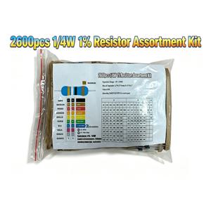2600개 금속 필름 저항기 모듬 팩 130가지 값 1/4W 0.25W 1% 고정 저항기 키트 세트 전자 DIY 프로젝트용