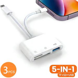 5-in-1 USB 3.0 카드 리더기 iPhone iPad MacBook 삼성 안드로이드 폰 노트북용 라이트닝 타입 C SD TF 메모리 카드 어댑터