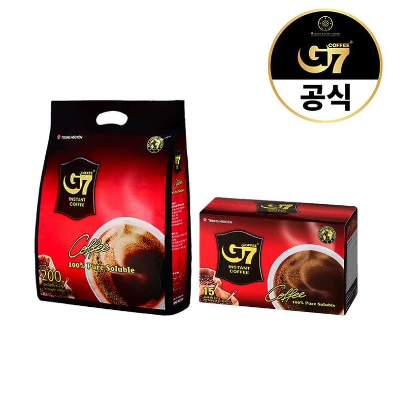 [쿠폰가 27,900원] G7커피 퓨어블랙 2g x 200개입 + 15개입 (총 215개입) / 블랙 인스턴트커피 아메리카노