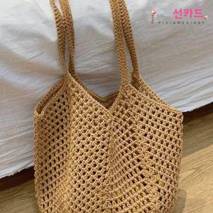 캐주얼 비치 여름 나일론 메쉬 바스켓 핸드백 위빙 그래스 토트백 수영 그물망 가방 레이지 숄더백 뉴 스타일 토터백