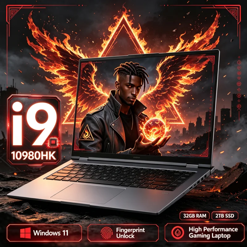 i9-10980HK 32GB 램 2TB NVMe 윈도우 11 프로 RGB 백라이트 키보드 지문인식 휴대용 비즈니스 학생용 노트북 PC
