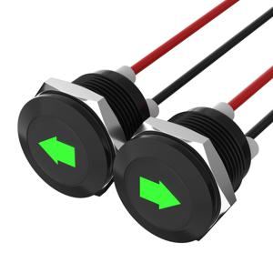 DaierTek 12mm LED 표시기 파일럿 대시 라이트 단일 화살표 기호 12V 녹색 LED 금속 회전 신호 표시 등 (와이어 리드 포함)