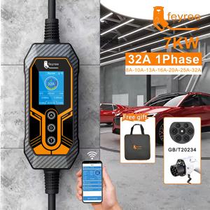 페이리 GB/T 소켓 EV 충전기 11KW 16A 3상 스마트 앱 WIFI 블루투스 32A 7KW 1상 휴대용 전기차 충전 박스