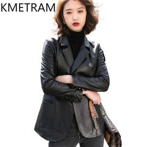 100% 여성용 양가죽 진짜 가죽 재킷, 한국 패션 세트 재킷, 2024 가을 겨울 옷, 슬림핏 겉옷