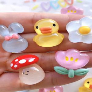 10Pcs 투명 오리, 토끼, 버섯, 꽃 신발 참 장식, 나막신, 비치 샌들에 적합