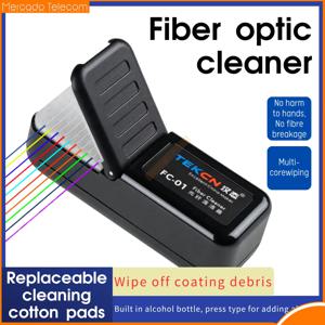 FC-01 광섬유 코어 와이핑 클립 FTTH 청소 도구 광섬유 클리너(클리너 코튼/알코올 보관 병 포함)
