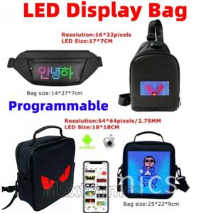 LED 디스플레이 가방 여성을위한 스마트 APP LED 픽셀 화면 남성 DIY 다국어 낙서 동적 어깨 가방 가슴 가방 Led 배낭