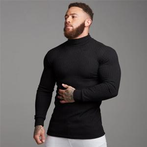 봄 가을 패션 터틀넥 남성 얇은 스웨터 캐주얼 롤 넥 솔리드 핏 스트립 슬림 피트 스웨터 남성 터틀넥 풀오버