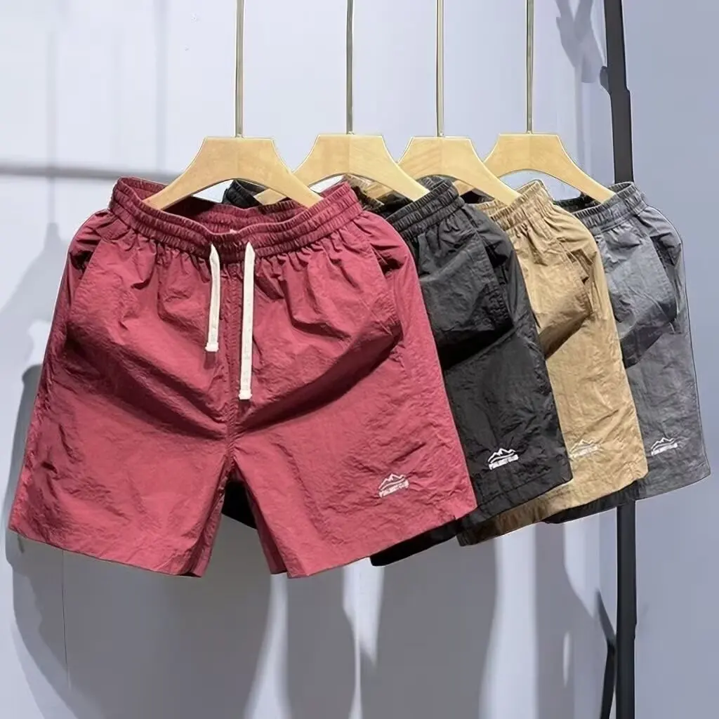 아메리칸 스타일 남성 여름 얇은 루즈핏 속건 캐주얼 반바지 5부 길이 작업복 바지 스트레이트 레그 무브랜드