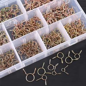 130PCS 금속 스프링 클램프 세트 5-14mm 다양한 크기 무전원 배터리 호환 연료 물 공기 라인 호스 파이프용 클램프 포함