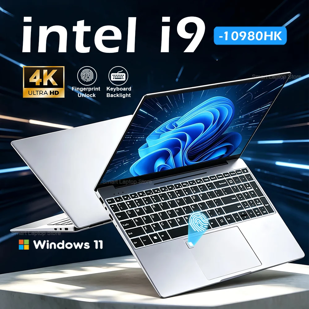 인텔 코어 i9 10980HK 노트북 윈도우 11 15.6인치 컴퓨터 16GB 램 1TB 2TB SSD 게이밍 노트북 지문인식 비즈니스 노트북