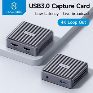 Hagibis 4K HDMI 호환 비디오 캡처 카드 게임 녹화용 루프 아웃 PS4/5 스위치용 라이브 스트리밍 1080P Grabber MS2131