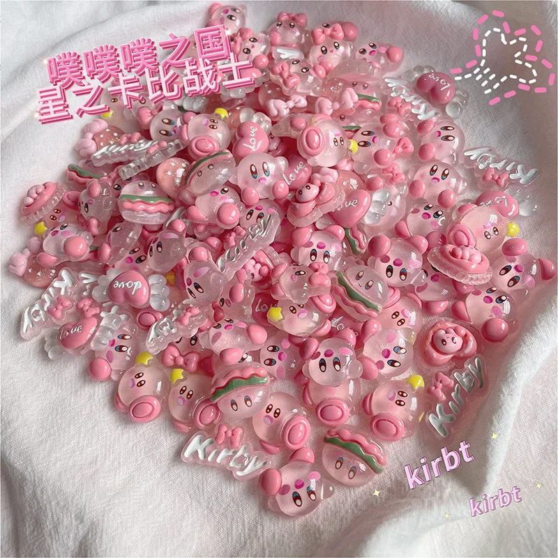 1/30pcs 얼음처럼 투명한 커비 2cm 수지 참 장식 귀여운 만화 DIY 부품 헤어 클립 쥬얼리 액세서리