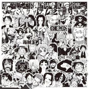 10/30/65pcs 흑백 원피스 스티커 Luffy Zoro 애니메이션 스티커 스케이트 보드 오토바이 컵 편지지 클래식 장난감 데칼