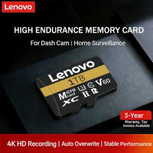 레노버 1TB 고속 메모리 카드 샤오미 폰 드론 카메라 자동차 4K 풀 HD 비디오 마이크로 SD 카드 512GB V60 U3 플래시 TF 카드