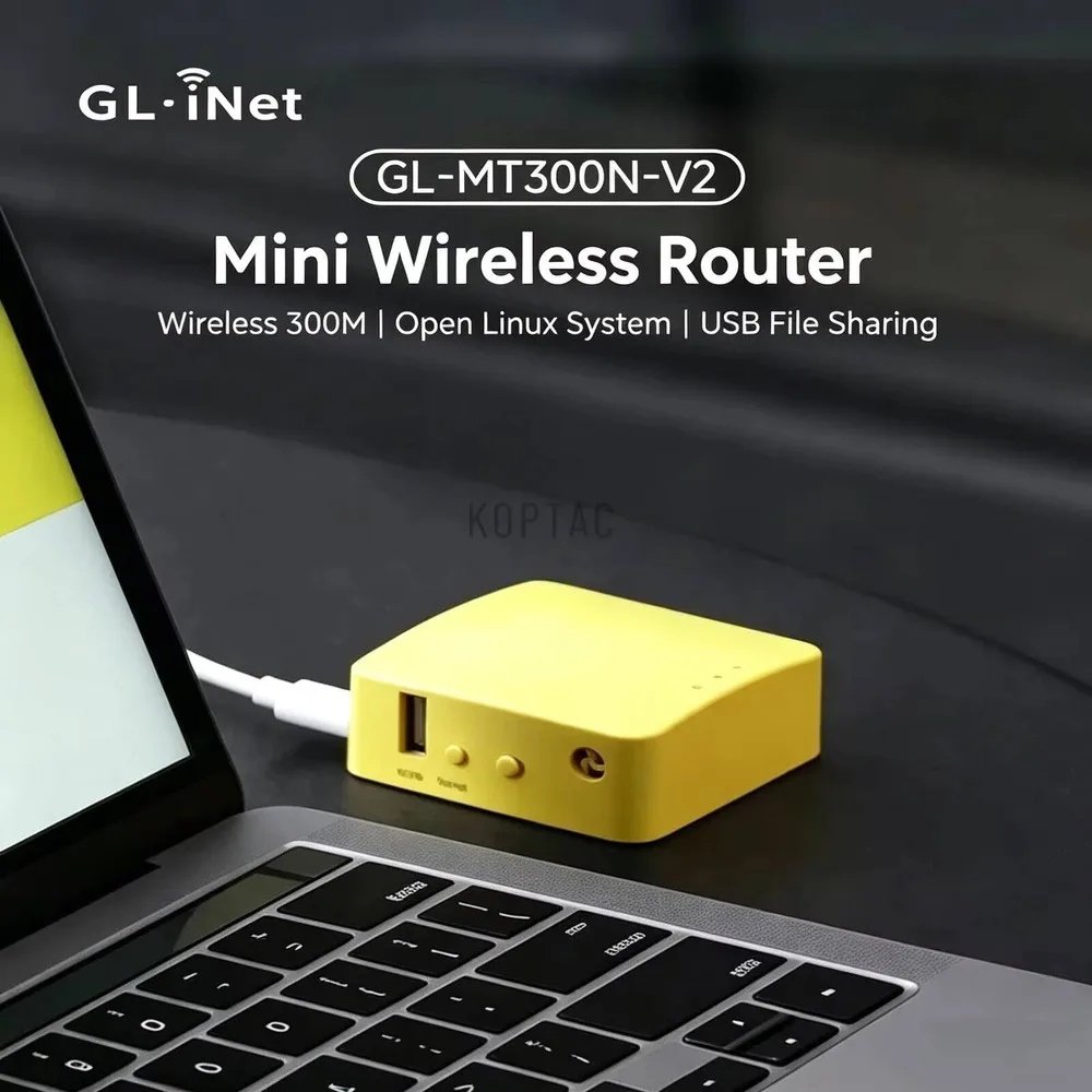 새로운 Glinet MT300N-V2 무선 리피터 Wifi 미니 라우터 300Mbps 마이크로 USB 전원 포트 유선 기가비트 듀얼 포트 네트워크(128MB 포함)
